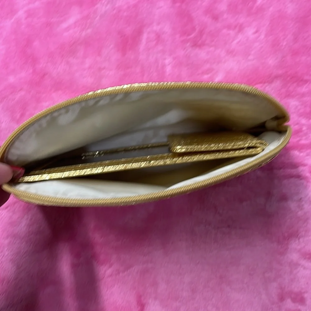 Estee Lauder Gold Cosmetic Bag & Mirror NWOT - Picture 6 of 6
